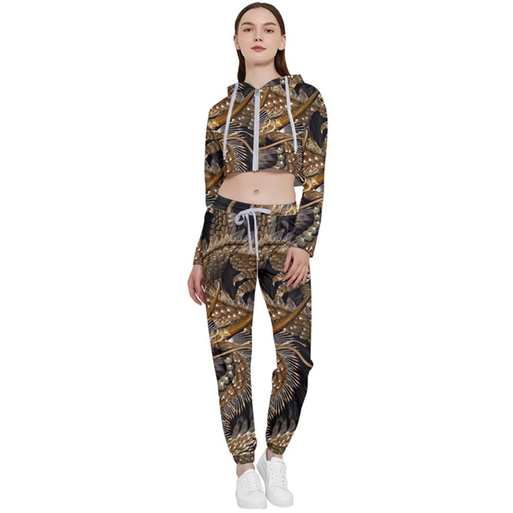 Fantasy Dragon Pentagram Cropped Zip Up Lounge Set