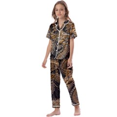 Fantasy Dragon Pentagram Kids  Satin Short Sleeve Pajamas Set by Jancukart