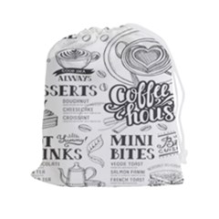 Vintage Coffee-tea-cafe-hamburger-menu-coffee-shop-menu Drawstring Pouch (2xl)