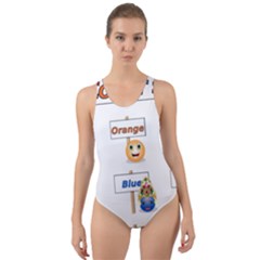 Graphic-smiley-color-diagram Cut-out Back One Piece Swimsuit