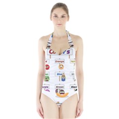 Graphic-smiley-color-diagram Halter Swimsuit