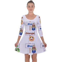 Graphic-smiley-color-diagram Quarter Sleeve Skater Dress