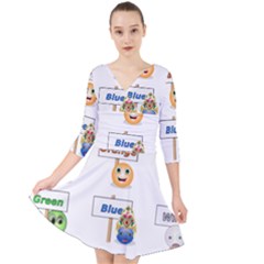 Graphic-smiley-color-diagram Quarter Sleeve Front Wrap Dress