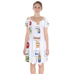 Graphic-smiley-color-diagram Short Sleeve Bardot Dress