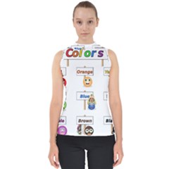 Graphic-smiley-color-diagram Mock Neck Shell Top