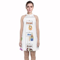 Graphic-smiley-color-diagram Velvet Halter Neckline Dress 