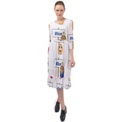 Graphic-smiley-color-diagram Ruffle End Midi Chiffon Dress