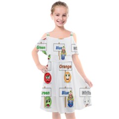 Graphic-smiley-color-diagram Kids  Cut Out Shoulders Chiffon Dress