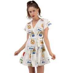 Graphic-smiley-color-diagram Flutter Sleeve Wrap Dress