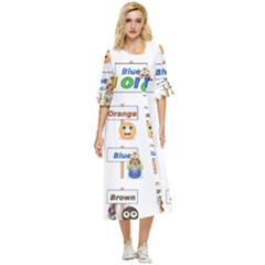 Graphic-smiley-color-diagram Double Cuff Midi Dress