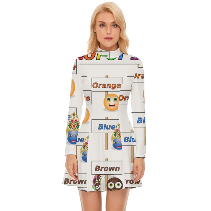 Graphic-smiley-color-diagram Long Sleeve Velour Longline Dress