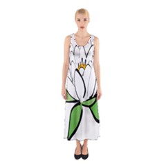 Lotus-flower-water-lily Sleeveless Maxi Dress