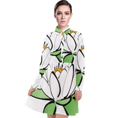 Lotus-flower-water-lily Long Sleeve Chiffon Shirt Dress