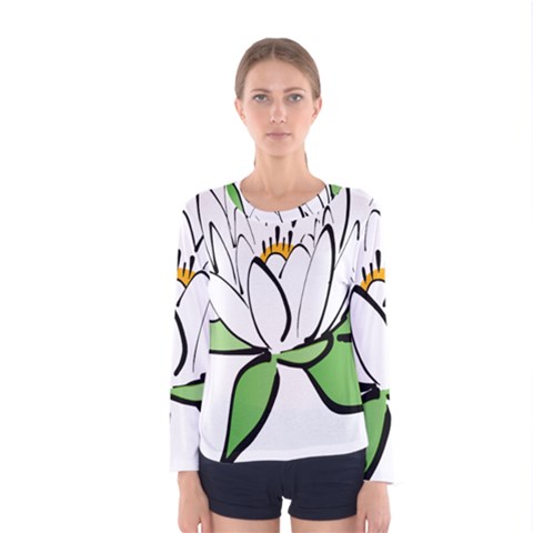 Lotus-flower-water-lily Women s Long Sleeve Tee by Jancukart