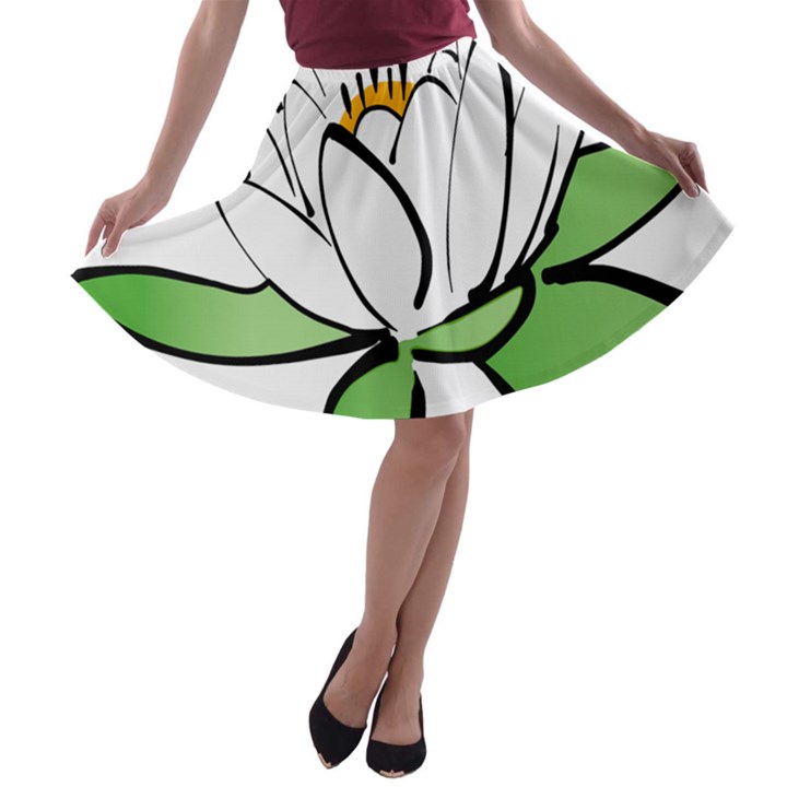 Lotus-flower-water-lily A-line Skater Skirt