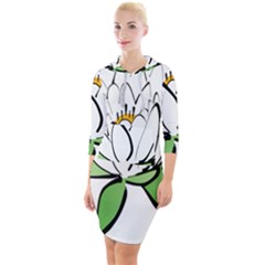 Lotus-flower-water-lily Quarter Sleeve Hood Bodycon Dress