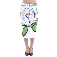 Lotus-flower-water-lily Velvet Midi Pencil Skirt