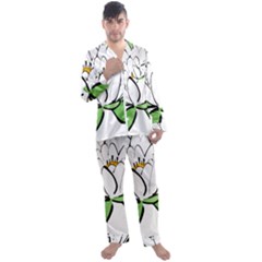 Lotus-flower-water-lily Men s Long Sleeve Satin Pajamas Set