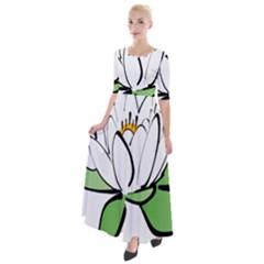 Lotus-flower-water-lily Half Sleeves Maxi Dress