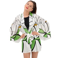 Lotus-flower-water-lily Long Sleeve Kimono by Jancukart