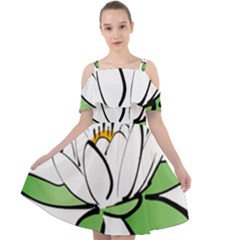 Lotus-flower-water-lily Cut Out Shoulders Chiffon Dress