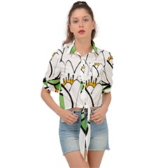 Lotus-flower-water-lily Tie Front Shirt 