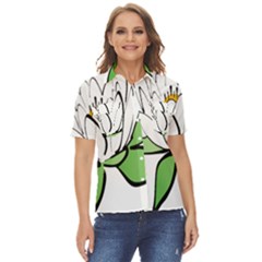 Lotus-flower-water-lily Women s Short Sleeve Double Pocket Shirt