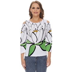 Lotus-flower-water-lily Cut Out Wide Sleeve Top