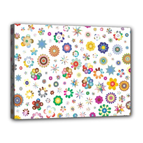 Flower Floral Pattern Canvas 16  X 12  (stretched)