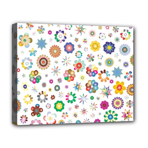 Flower Floral Pattern Deluxe Canvas 20  X 16  (stretched) by Jancukart