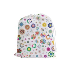 Flower Floral Pattern Drawstring Pouch (large)