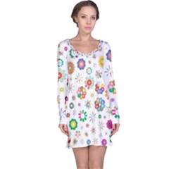 Flower Floral Pattern Long Sleeve Nightdress