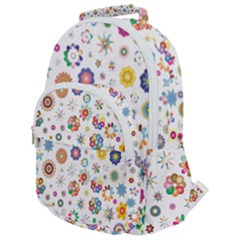 Flower Floral Pattern Rounded Multi Pocket Backpack