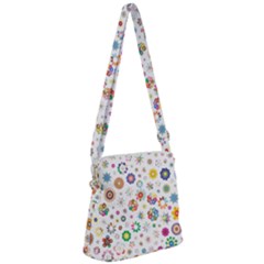 Flower Floral Pattern Zipper Messenger Bag