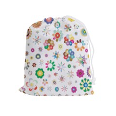 Flower Floral Pattern Drawstring Pouch (xl) by Jancukart