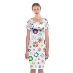 Flower Floral Pattern Classic Short Sleeve Midi Dress