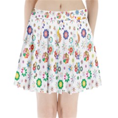 Flower Floral Pattern Pleated Mini Skirt