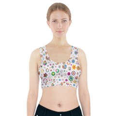 Flower Floral Pattern Sports Bra With Pocket