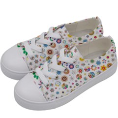 Flower Floral Pattern Kids  Low Top Canvas Sneakers