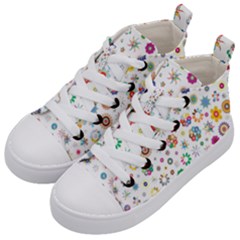 Flower Floral Pattern Kids  Mid-top Canvas Sneakers