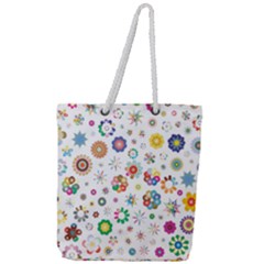 Flower Floral Pattern Full Print Rope Handle Tote (large)