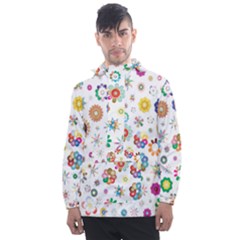 Flower Floral Pattern Men s Front Pocket Pullover Windbreaker