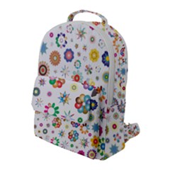 Flower Floral Pattern Flap Pocket Backpack (large)