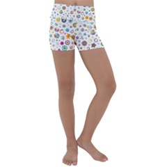 Flower Floral Pattern Kids  Lightweight Velour Yoga Shorts