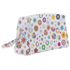 Flower Floral Pattern Wristlet Pouch Bag (large)