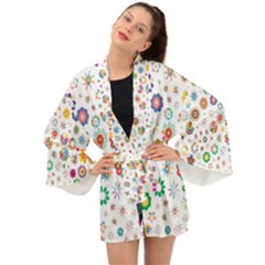 Flower Floral Pattern Long Sleeve Kimono