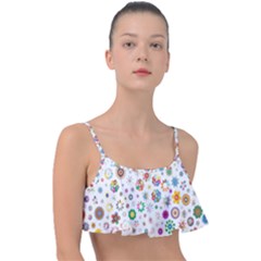 Flower Floral Pattern Frill Bikini Top