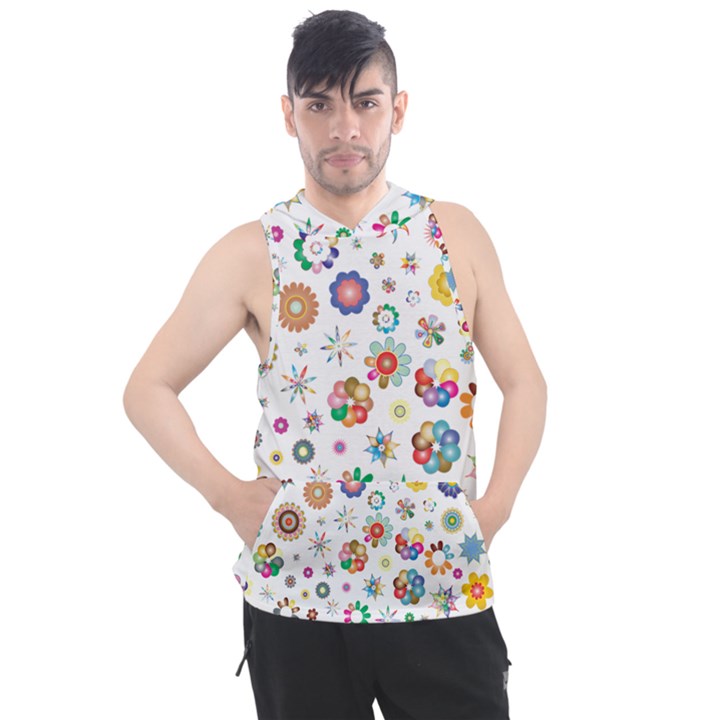 Flower Floral Pattern Men s Sleeveless Hoodie