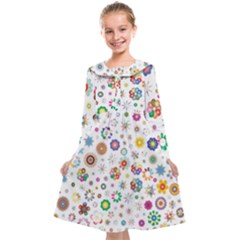 Flower Floral Pattern Kids  Midi Sailor Dress