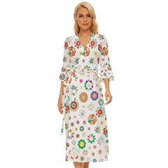 Flower Floral Pattern Midsummer Wrap Dress